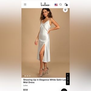 Lulu’s white satin midi dress